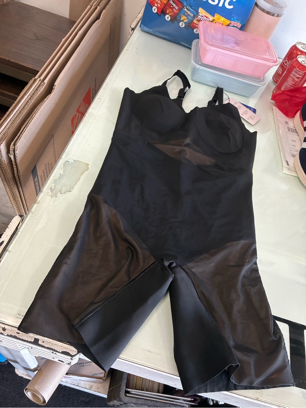 Women’s Honeylove Mid Thigh Bodysuit New SZ XL NWT Black